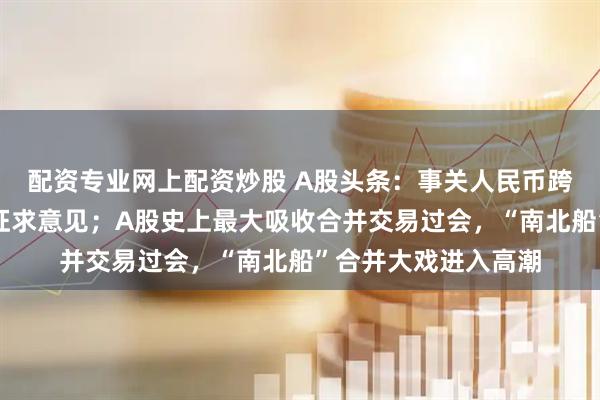 配资专业网上配资炒股 A股头条：事关人民币跨境支付！央行公开征求意见；A股史上最大吸收合并交易过会，“南北船”合并大戏进入高潮